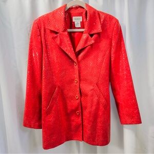 Clara Sun Woo Vibrant Red Patterned Blazer
